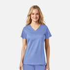 Maevn EON 1718 Women’s Sporty Mesh Panel Curved V Neck Top