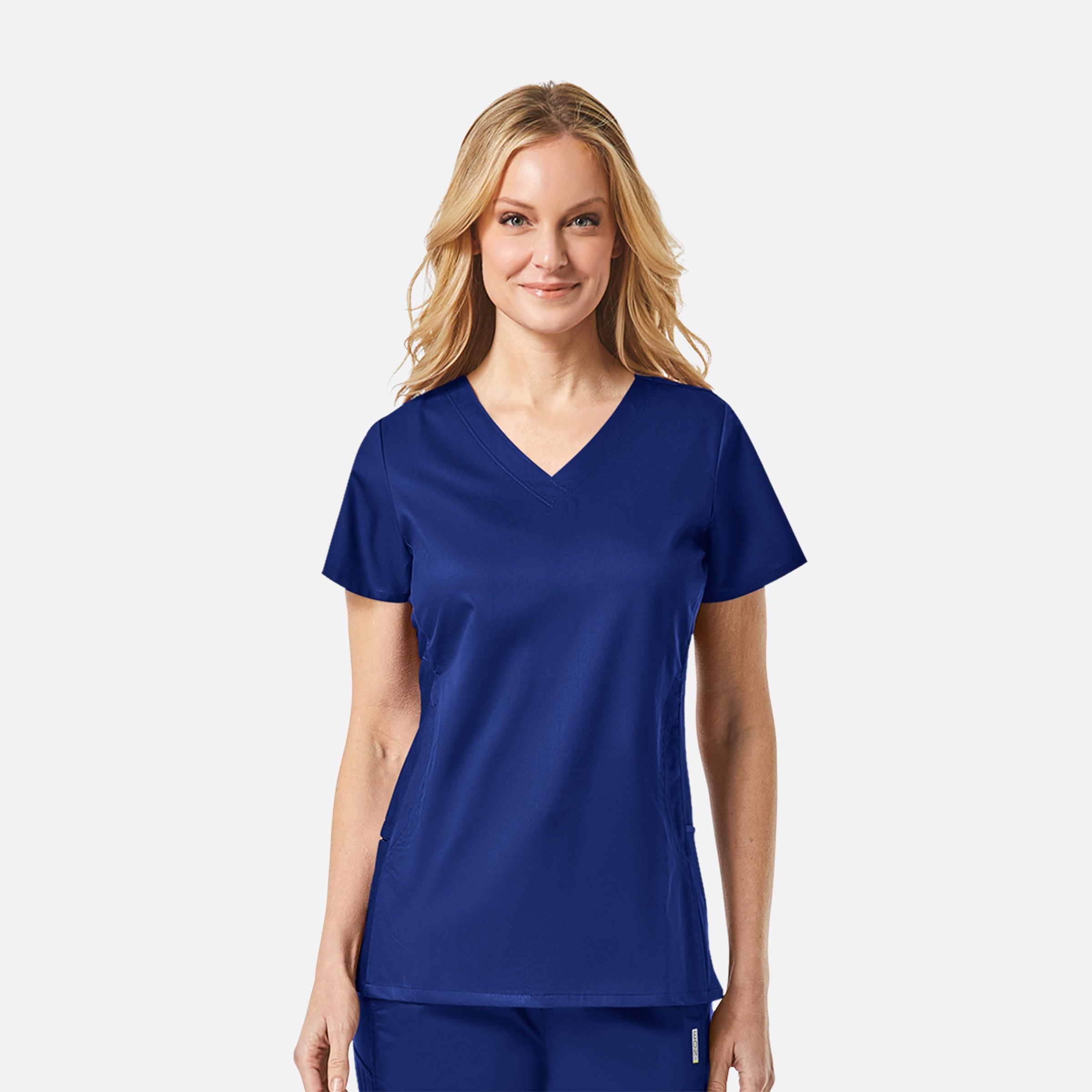 Maevn EON 1718 Women’s Sporty Mesh Panel Curved V Neck Top