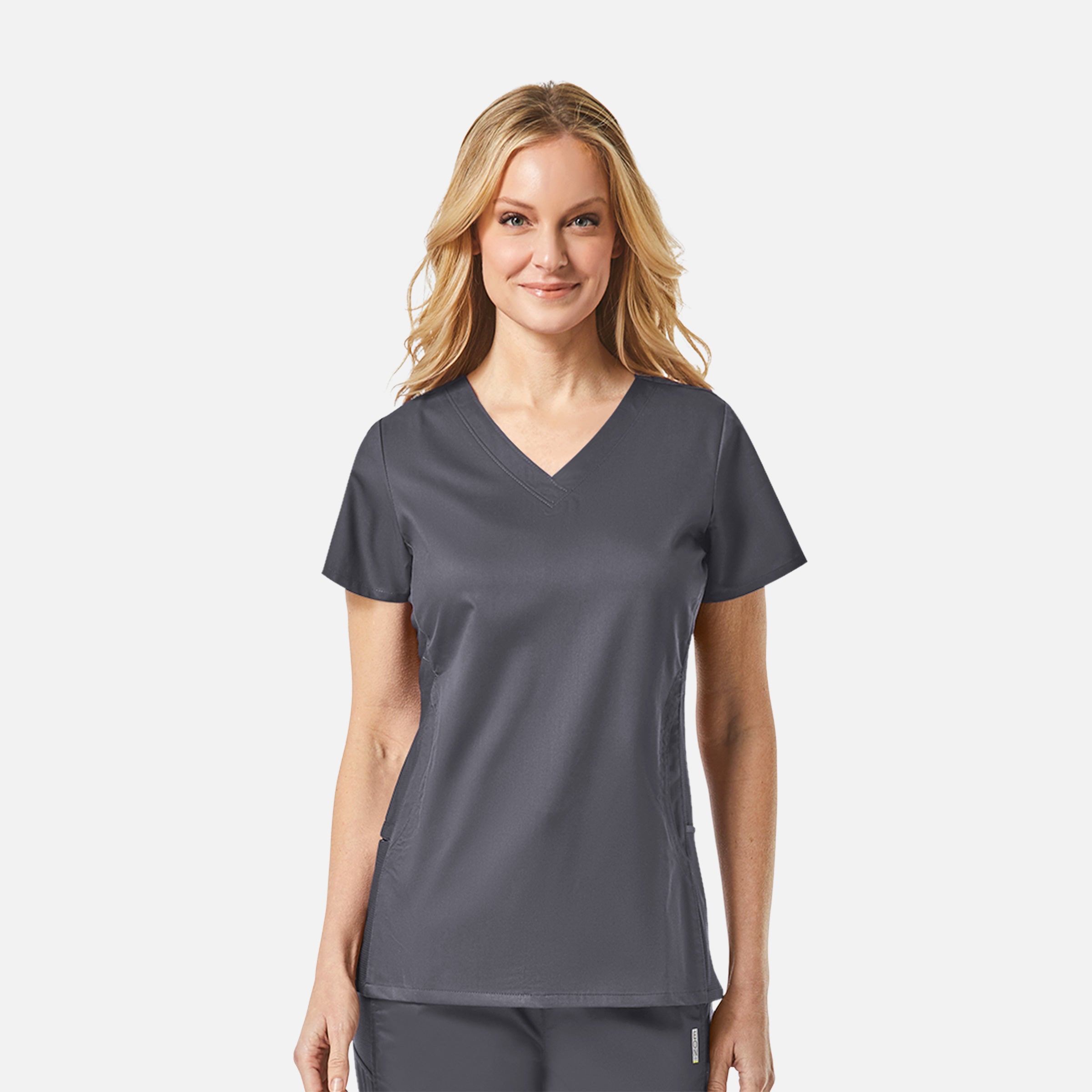 Maevn EON 1718 Women’s Sporty Mesh Panel Curved V Neck Top