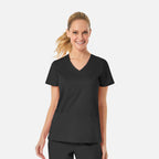 Maevn EON 1738 Women’s Back Mesh Panel Curved V-Neck Top