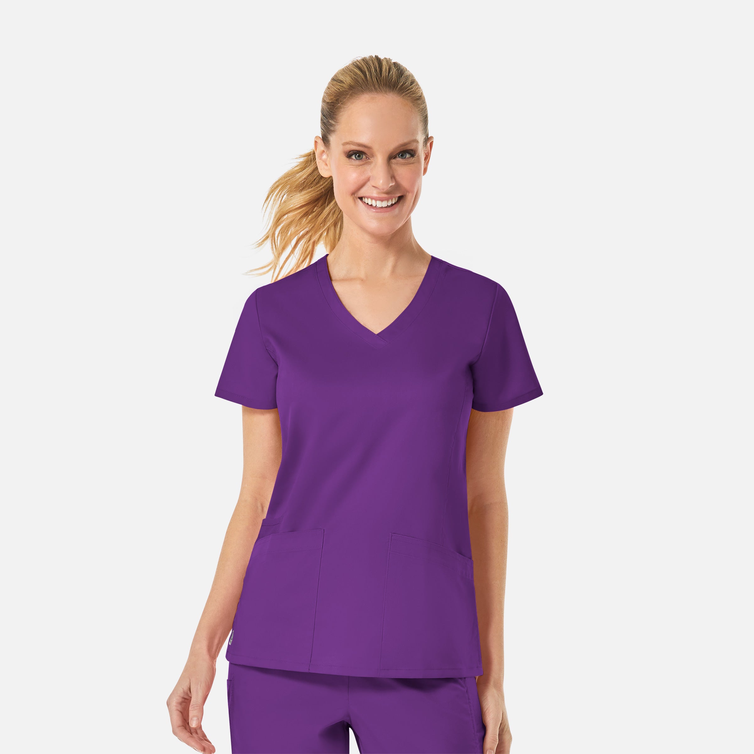 Maevn EON 1738 Women’s Back Mesh Panel Curved V-Neck Top