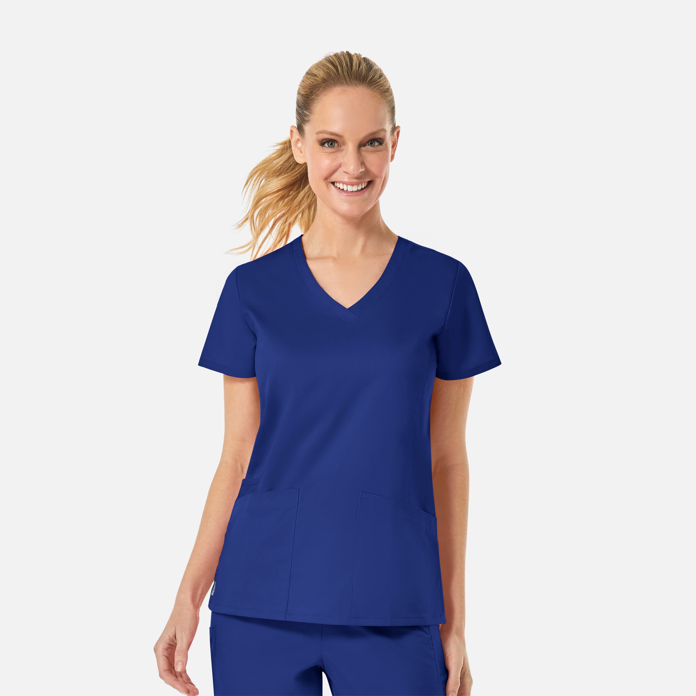 Maevn EON 1738 Women’s Back Mesh Panel Curved V-Neck Top