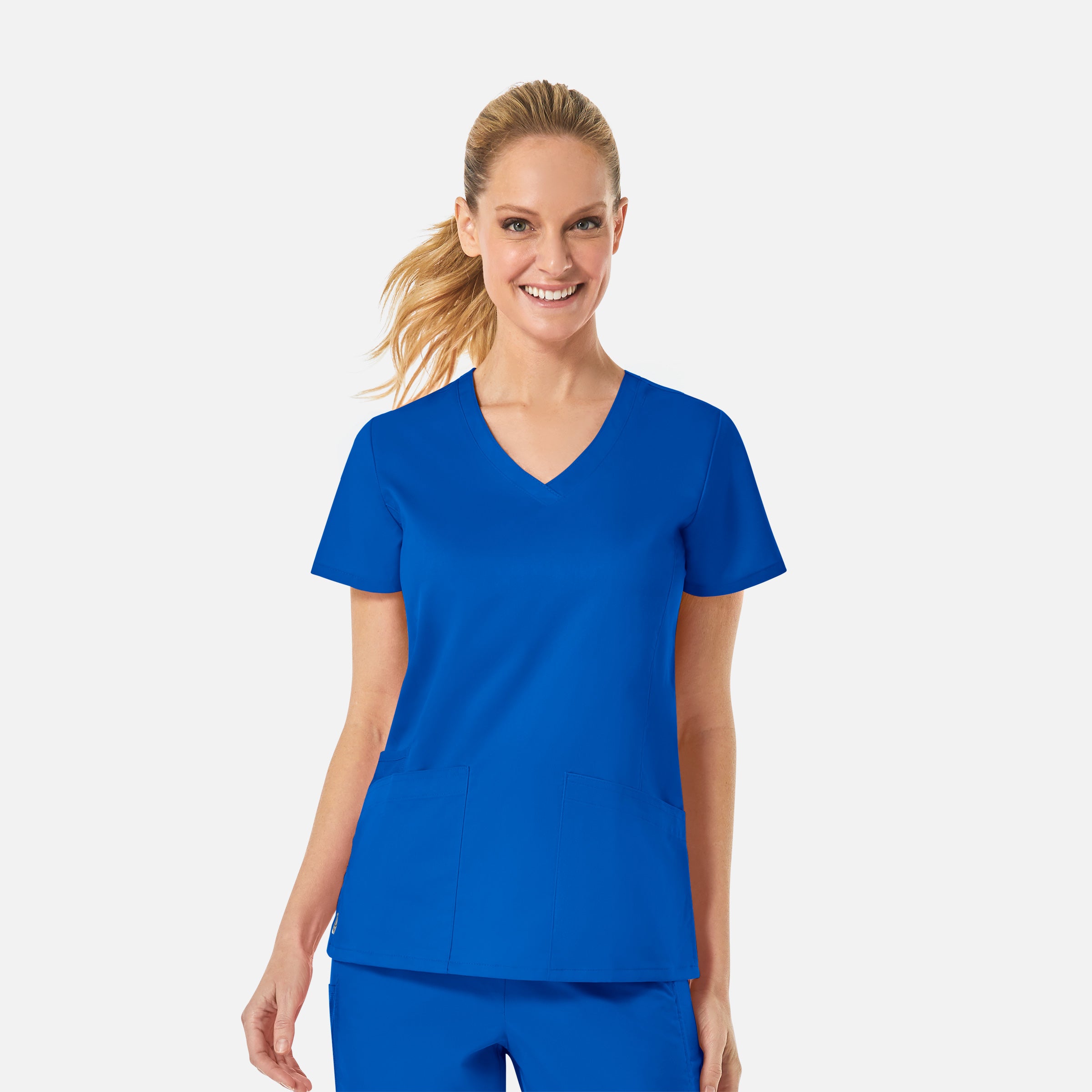Maevn EON 1738 Women’s Back Mesh Panel Curved V-Neck Top