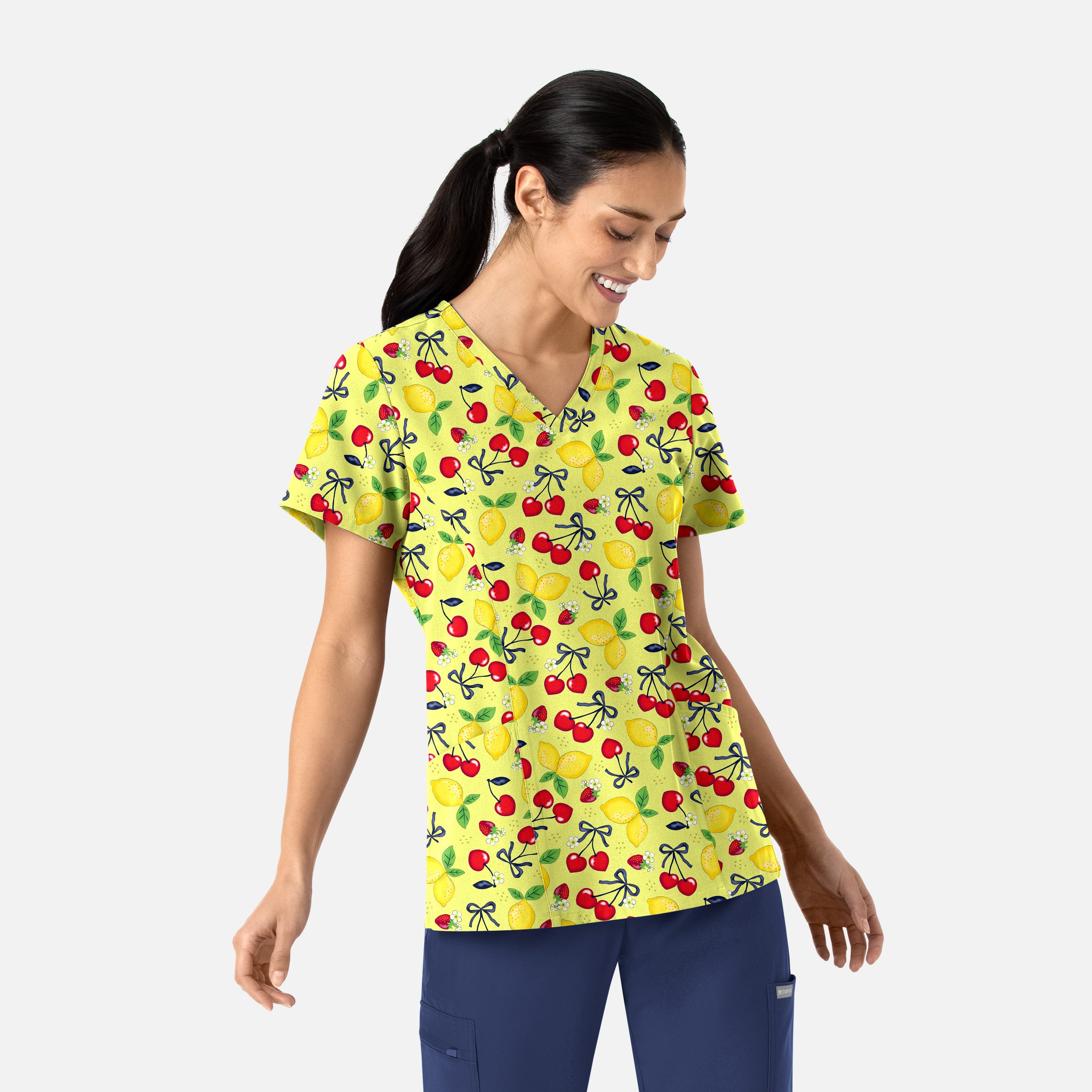 Maevn Prints 1797 Women’s Curved V-Neck Print Top