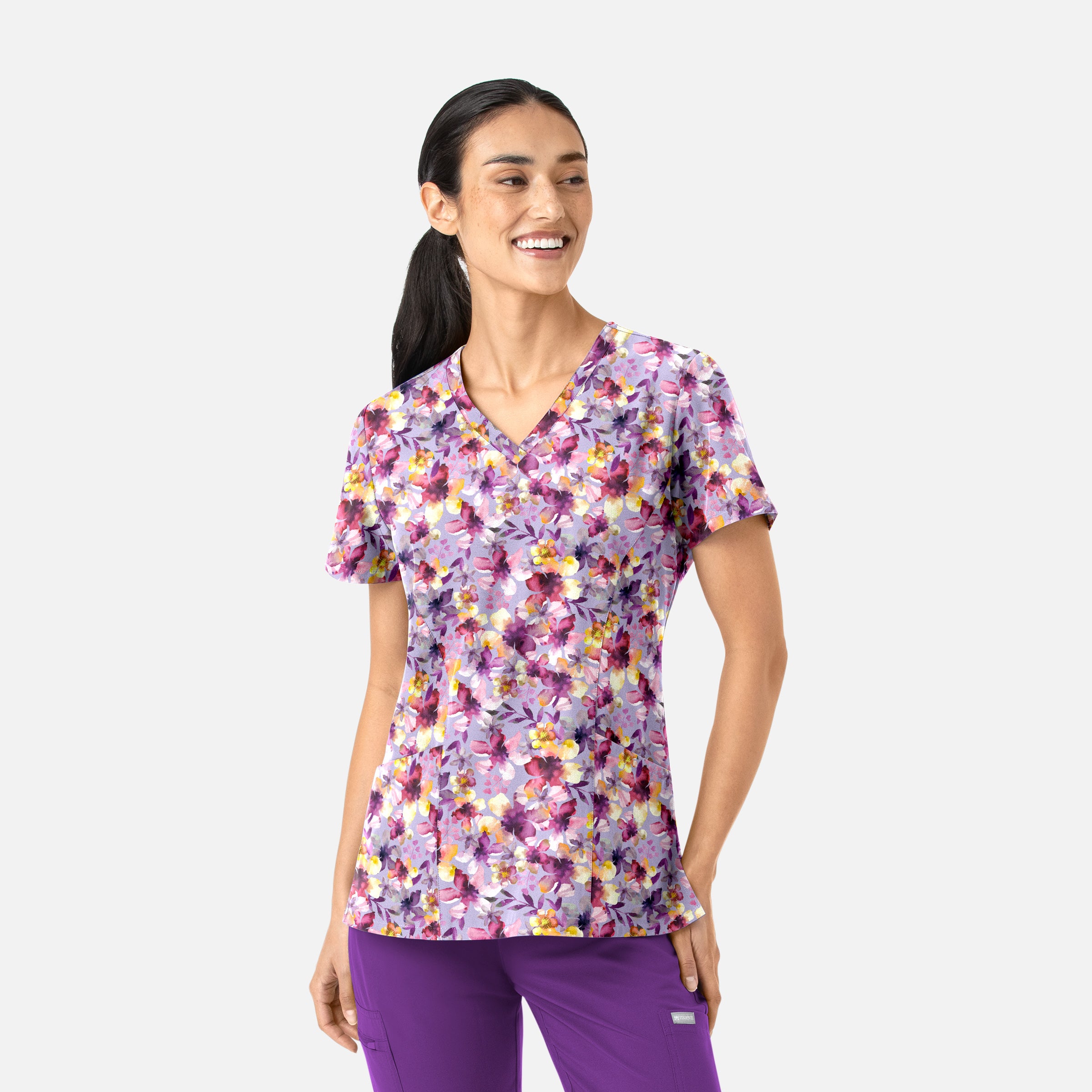 Maevn Prints 1797 Women’s Curved V-Neck Print Top