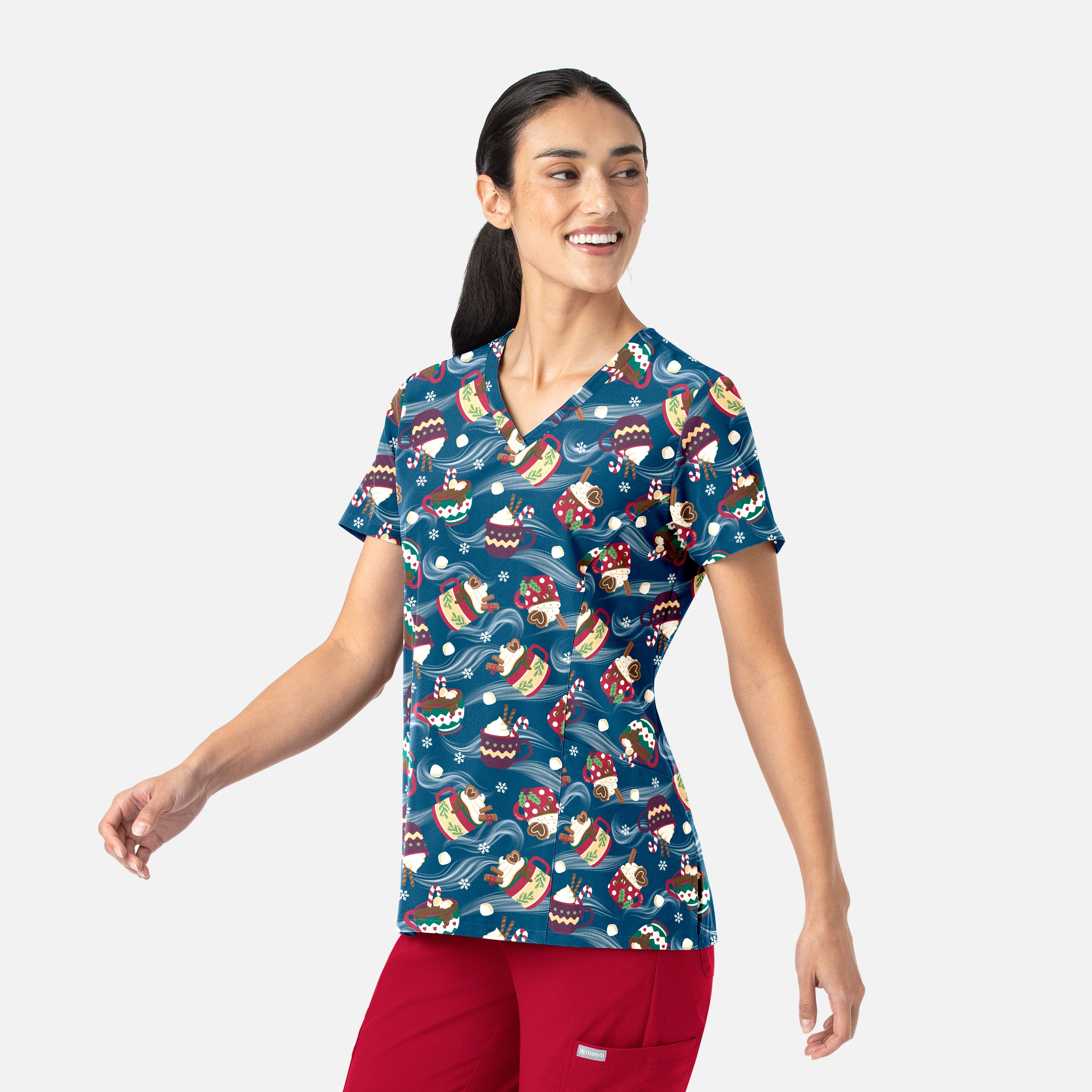 Maevn Prints 1797 Women’s Curved V-Neck Print Top