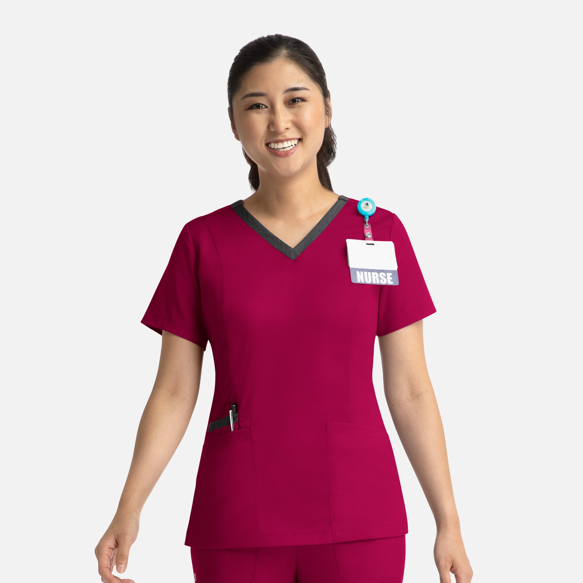 Maevn Matrix 3502 Women’s Contrast Double V-Neck Top
