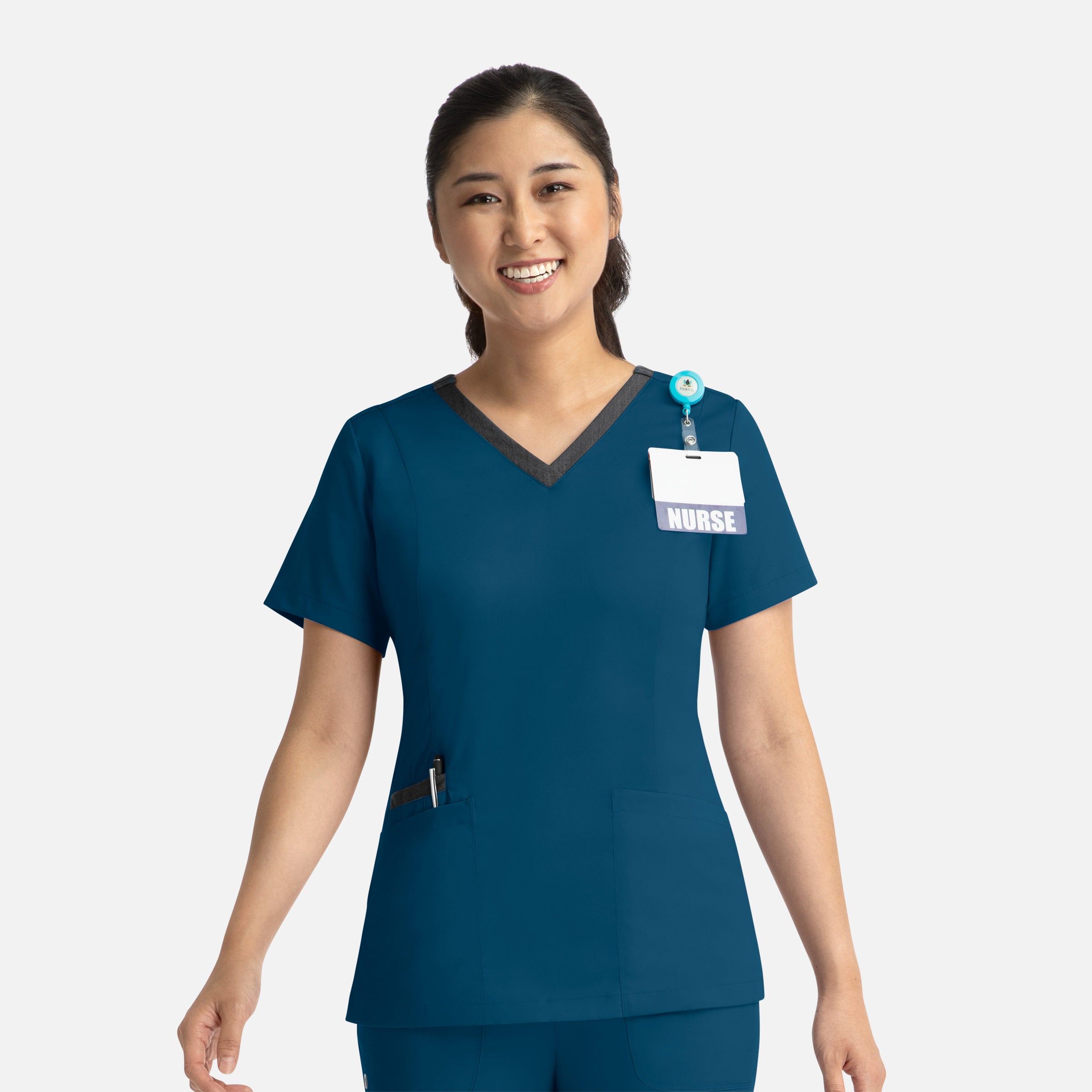 Maevn Matrix 3502 Women’s Contrast Double V-Neck Top