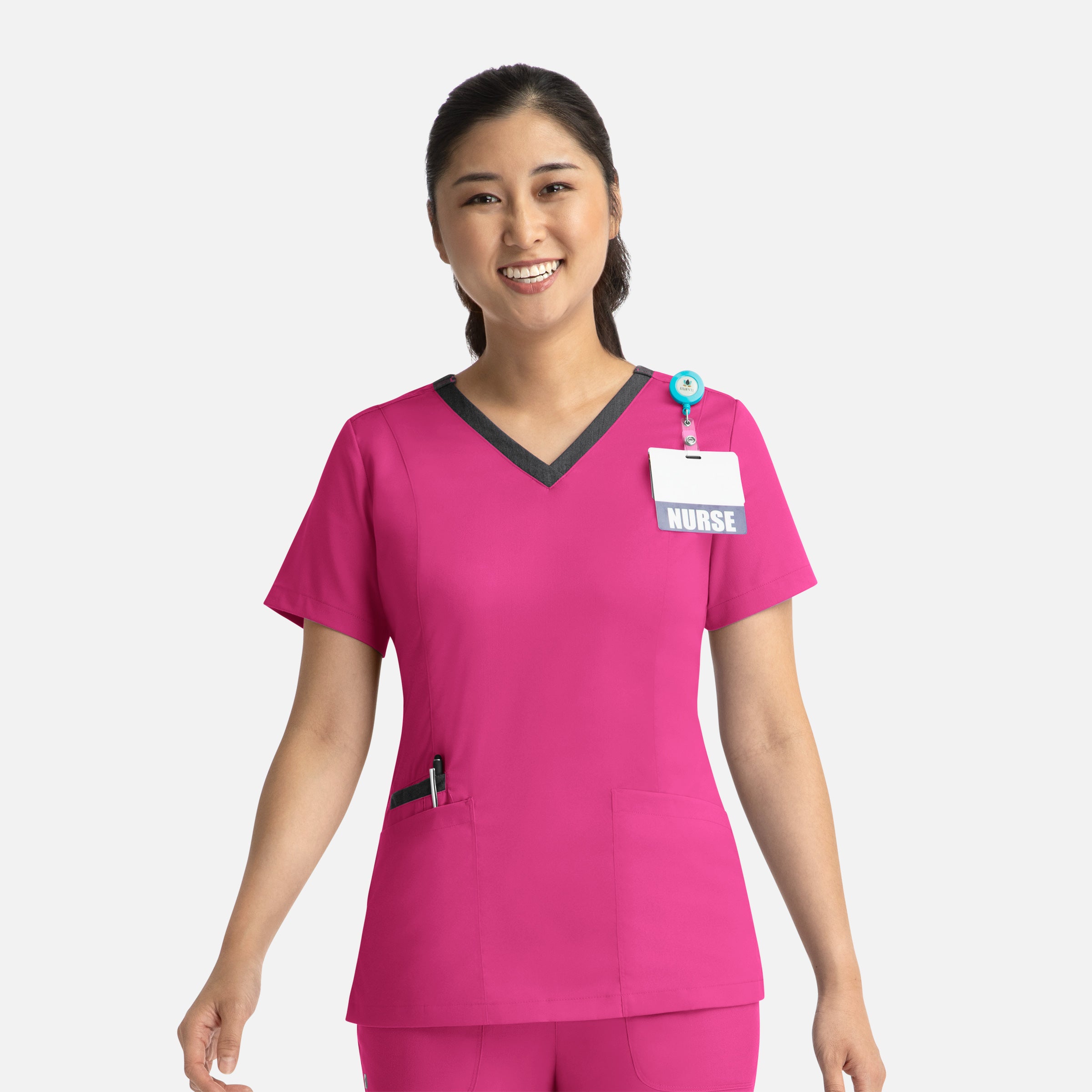 Maevn Matrix 3502 Women’s Contrast Double V-Neck Top