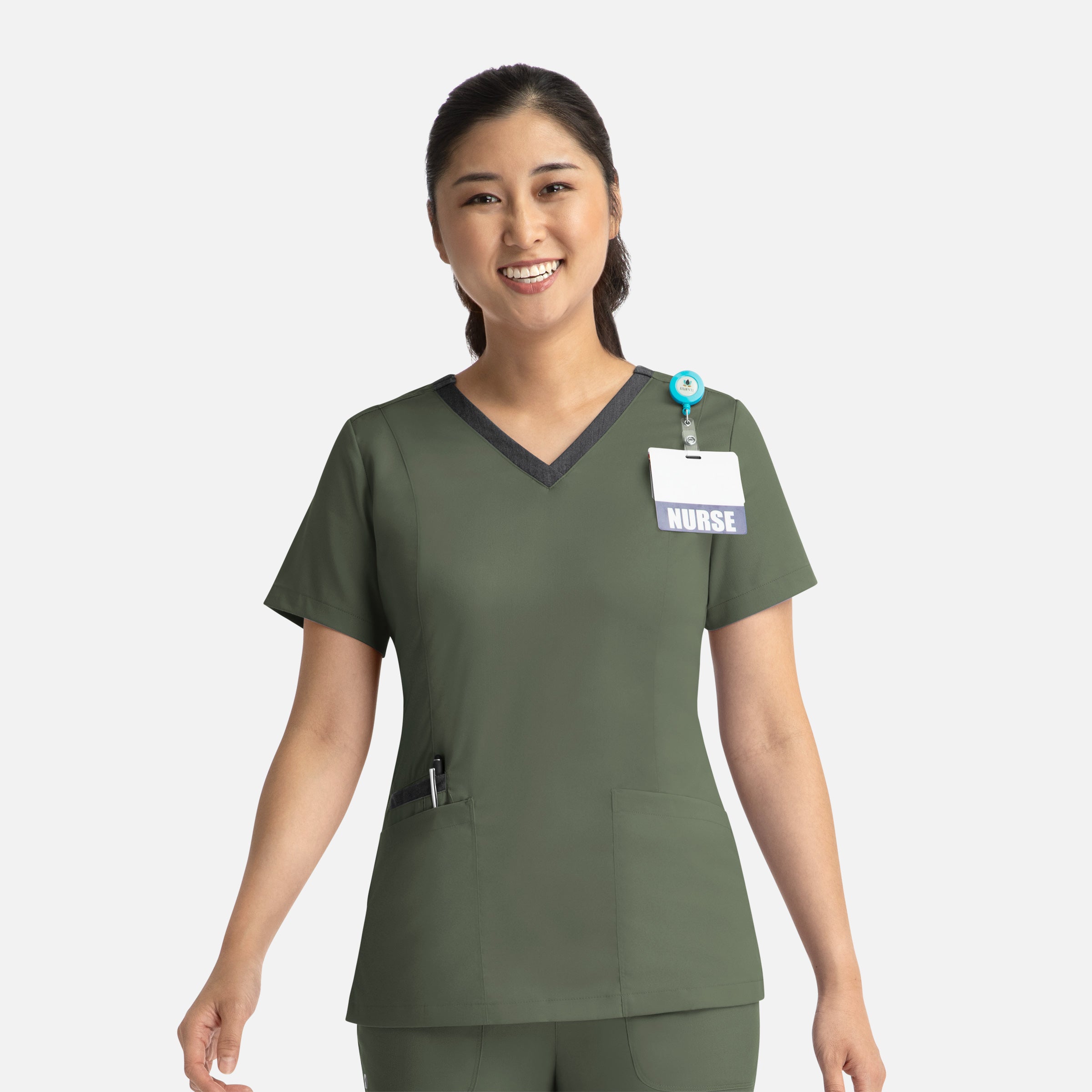 Maevn Matrix 3502 Women’s Contrast Double V-Neck Top