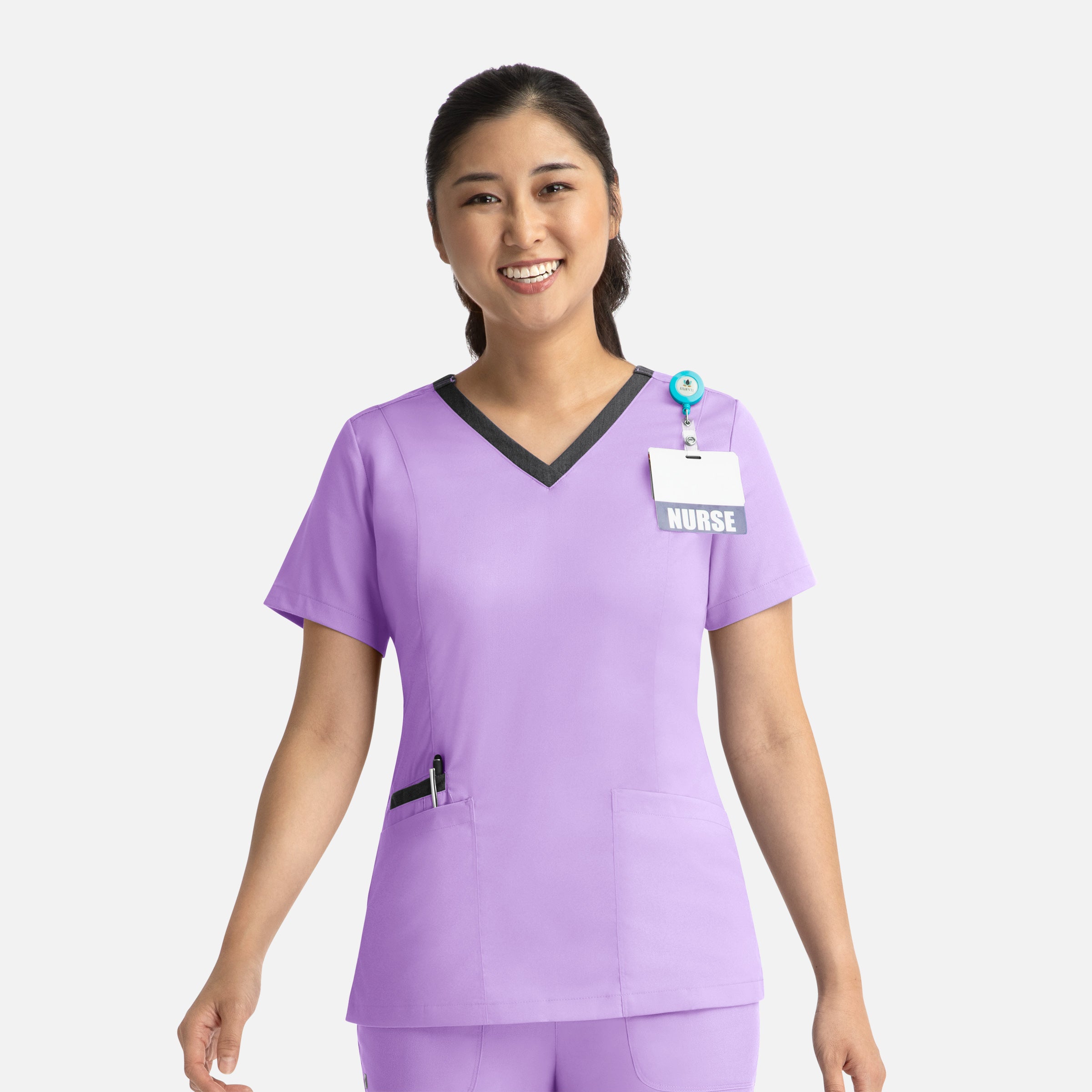 Maevn Matrix 3502 Women’s Contrast Double V-Neck Top