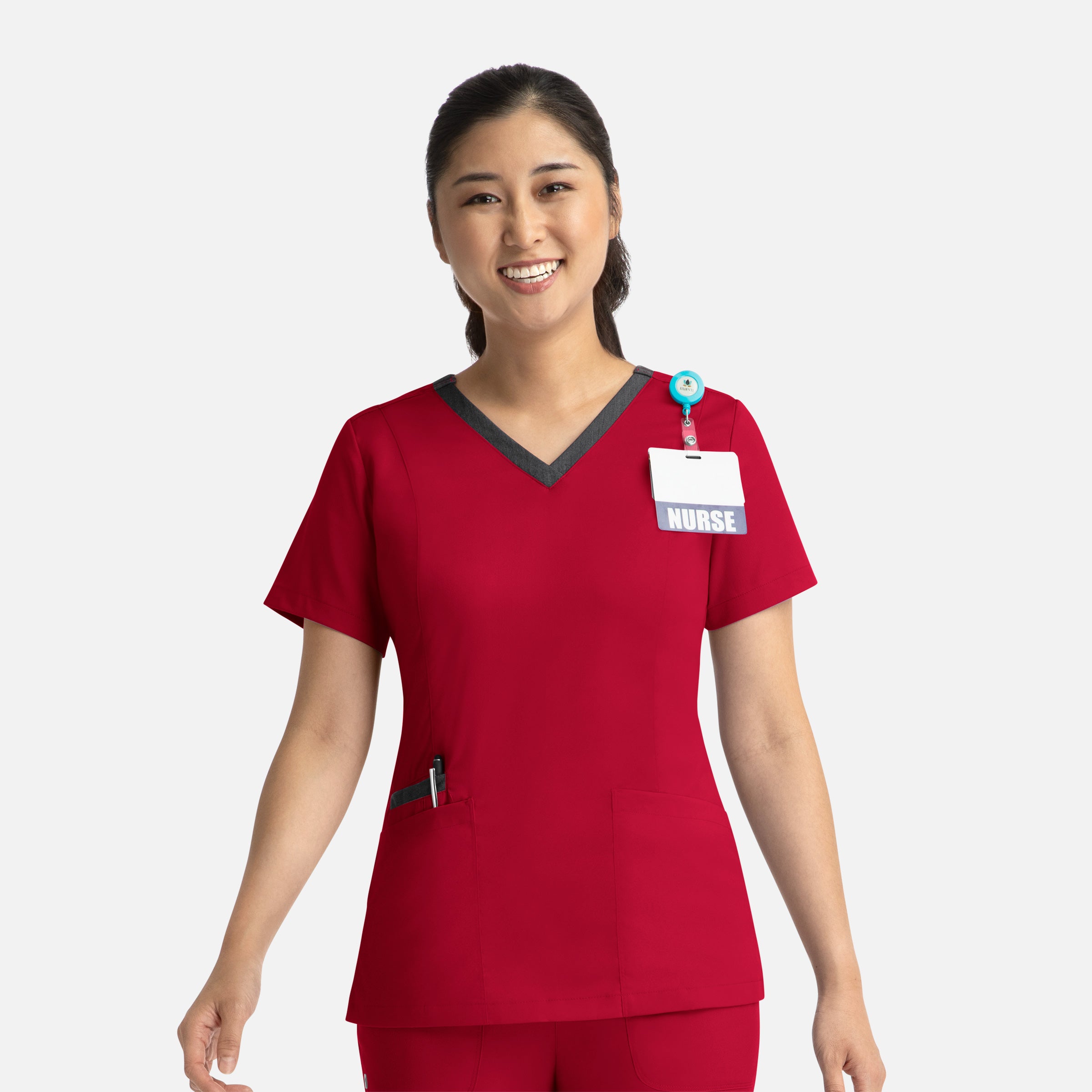 Maevn Matrix 3502 Women’s Contrast Double V-Neck Top