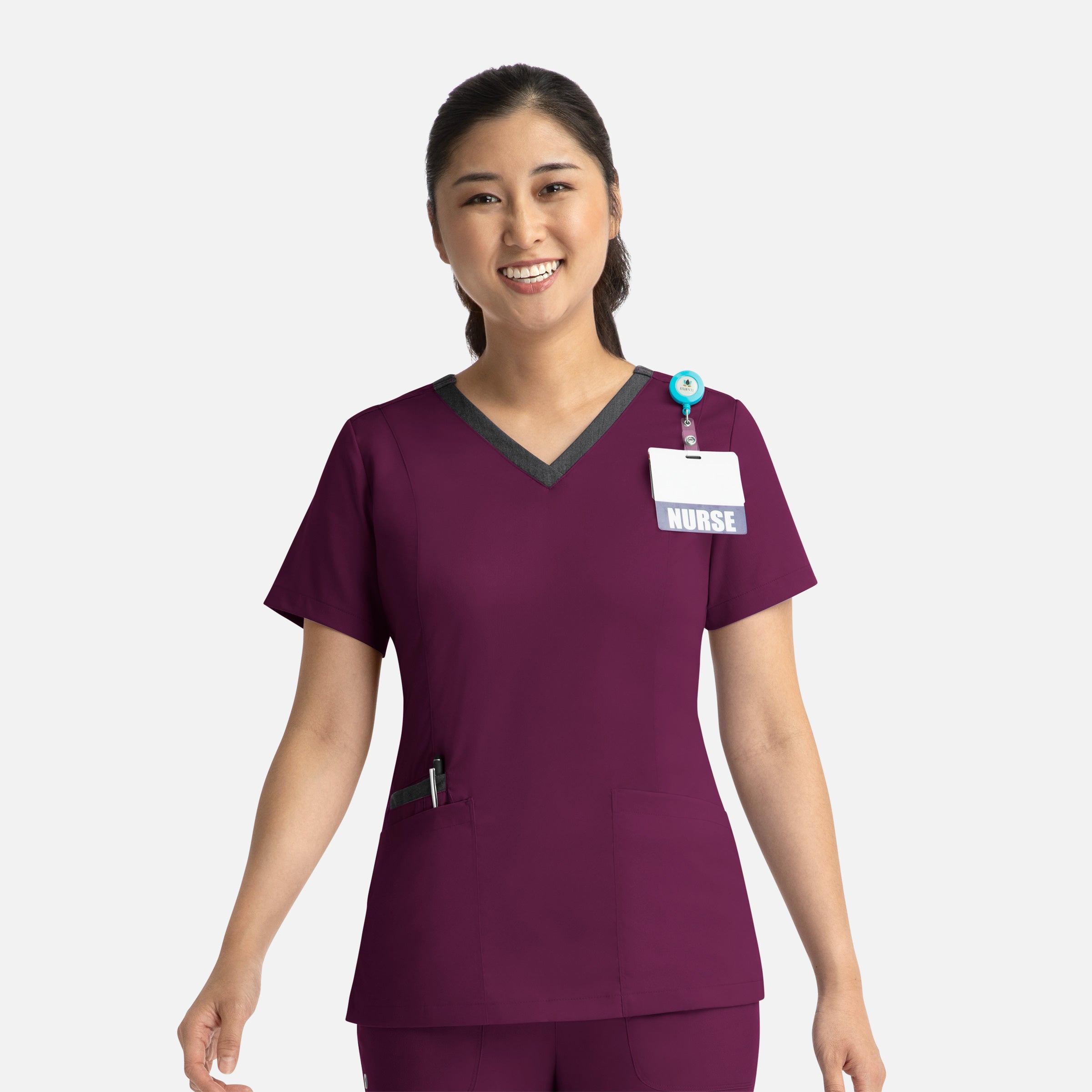 Maevn Matrix 3502 Women’s Contrast Double V-Neck Top