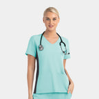Maevn Matrix Impulse 4520 Women’s Mock Wrap Top with Contrast Knit Panels