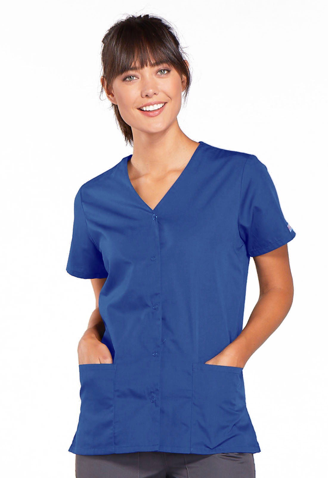 Cherokee WW Originals Women's 4770 Snap Front V-Neck Top