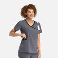 Maevn Momentum 5004 Women’s Mock Wrap Top with Contrast Trim