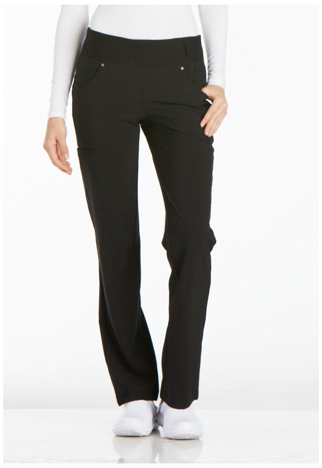 Cherokee iFlex Women's CK002 Mid Rise Straight Leg Pull-on Pant