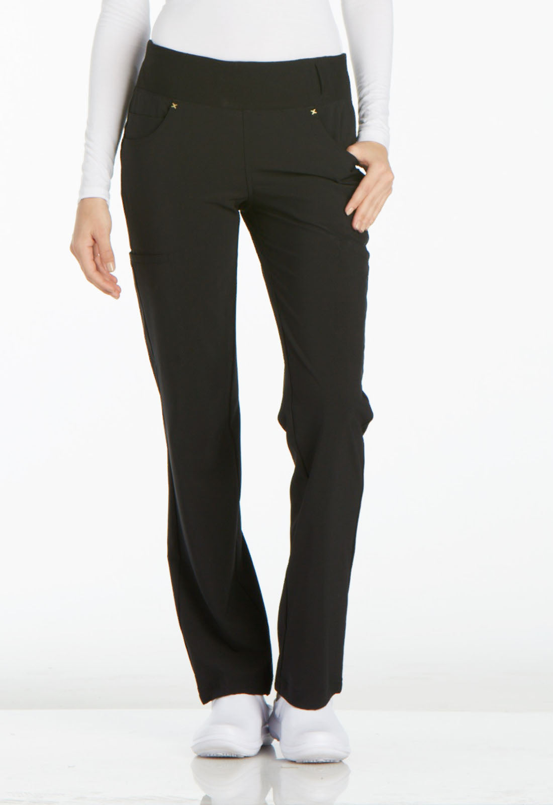 Cherokee iFlex Women's CK002 Mid Rise Straight Leg Pull-on Pant