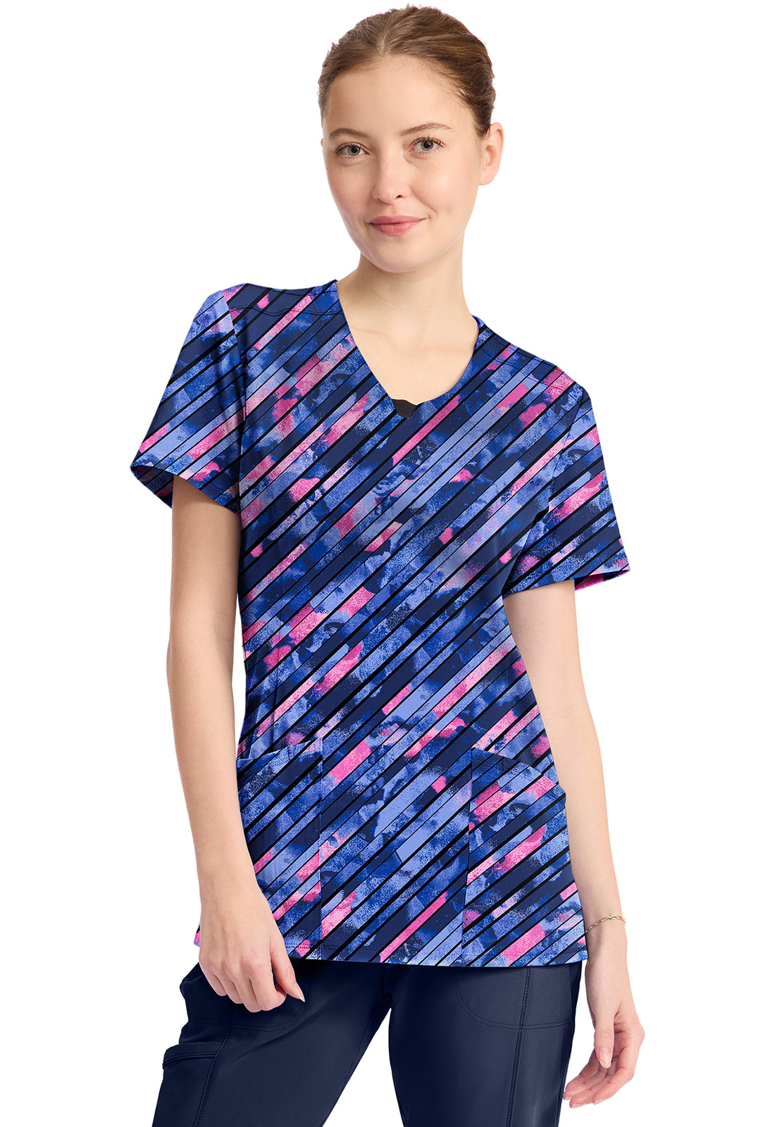 Cherokee Infinity Prints Women's CK609 Round Print Neck Top