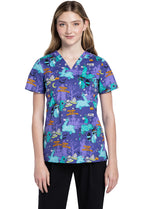 Cherokee Prints Women's CK651 V-Neck Print Top