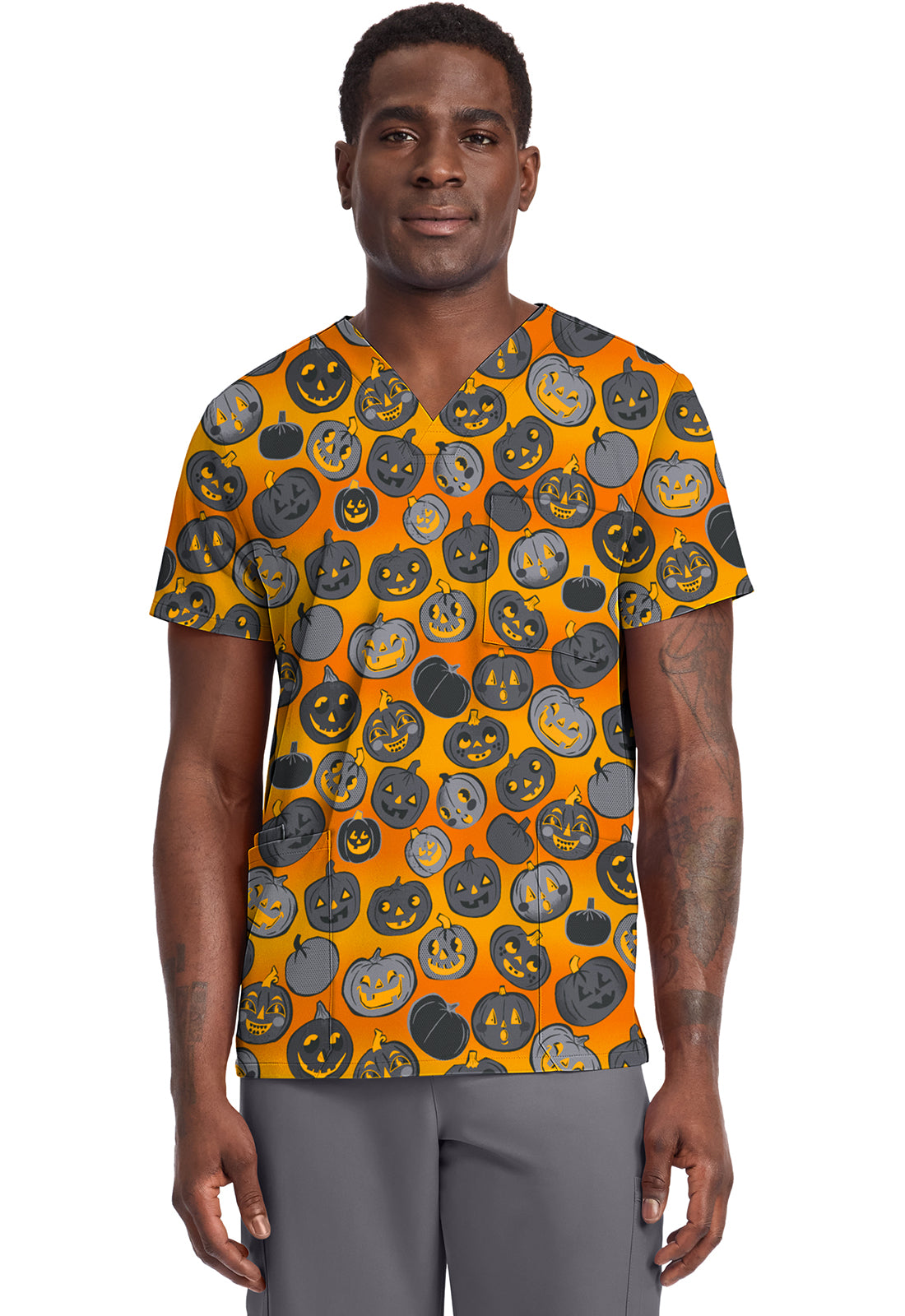 Cherokee Prints Men's CK691 Unisex V-Neck Print Top