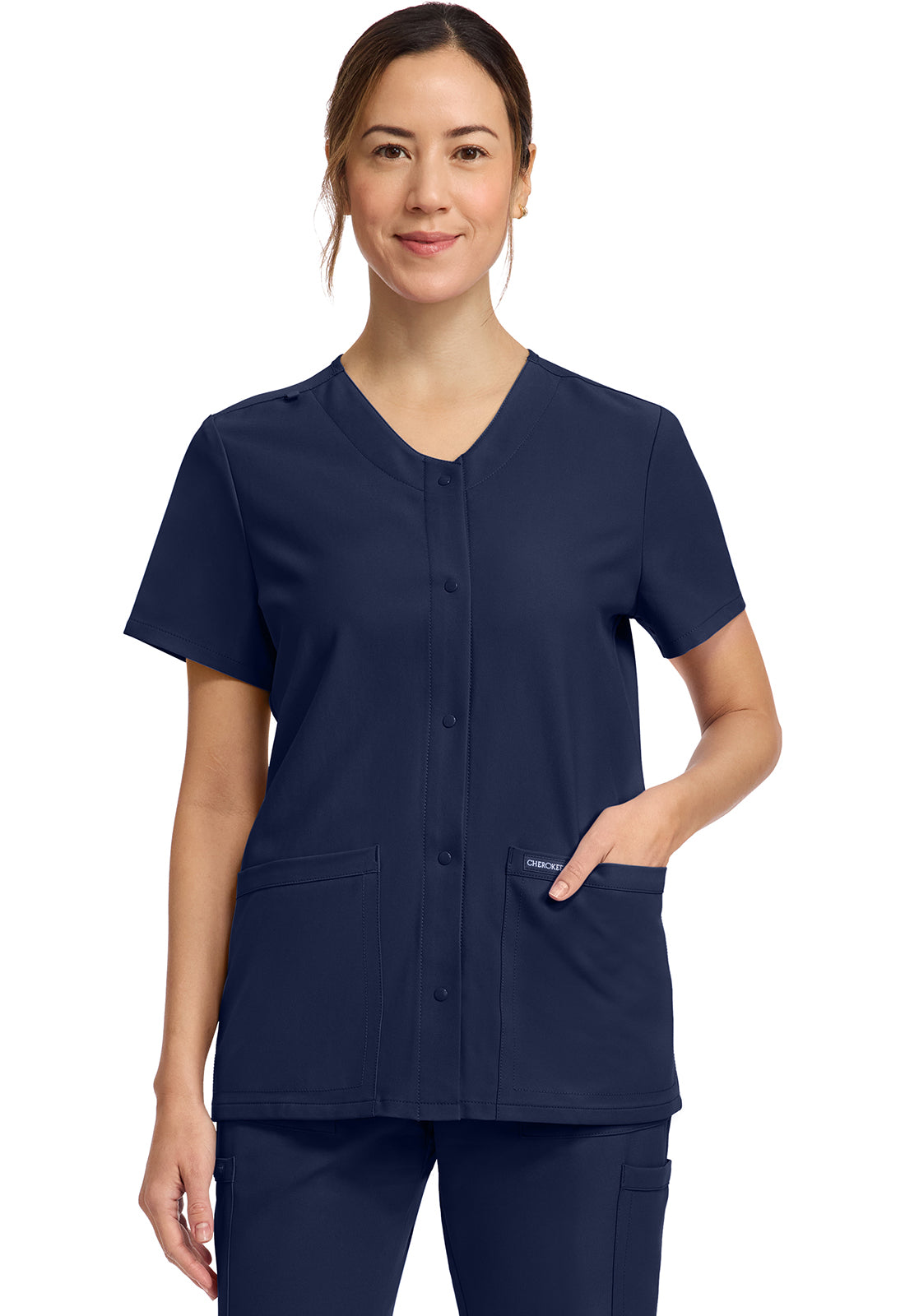 Cherokee WW Originals Ultra Women's CK844A Women's 2-Pocket Snap-Front Top