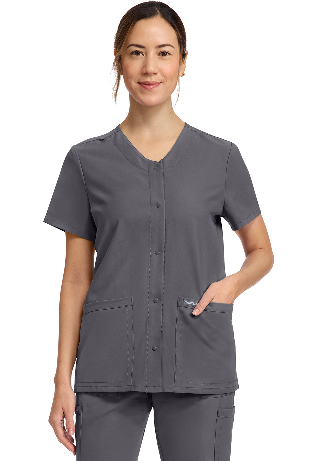 Cherokee WW Originals Ultra Women's CK844A Women's 2-Pocket Snap-Front Top