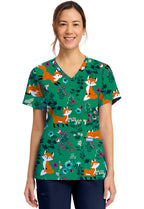 Cherokee Prints Women's CK856  Women's Print V-Neck Top