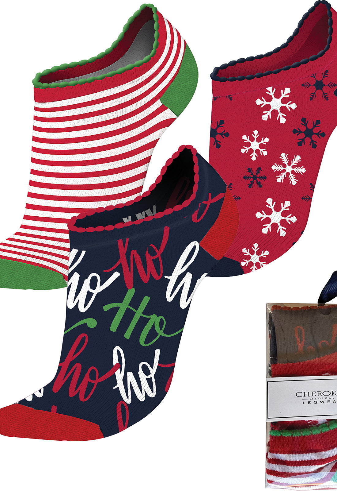 Cherokee Legwear Women's HOLIDAYCHEER 4-3 Pair packs of Ankle Socks