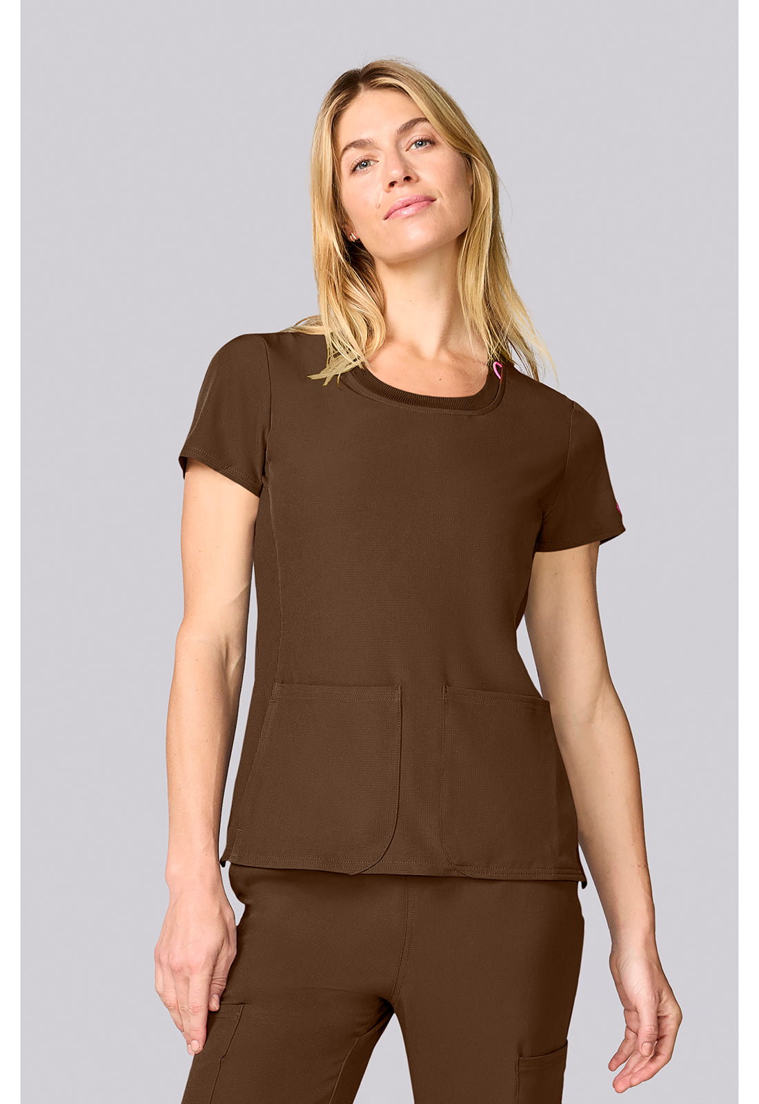 Med Couture Amp Women's MC00027 Four Pocket Round Neck Top
