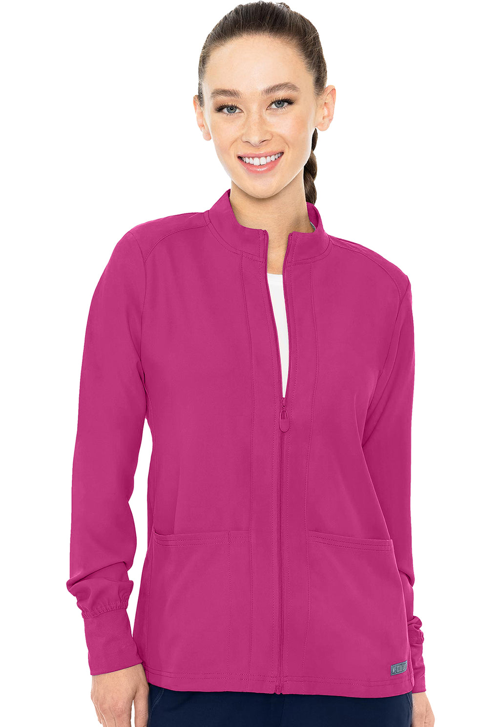 Med Couture Insight Women's MC2660 Zip Front Warm-Up With Shoulder Yokes