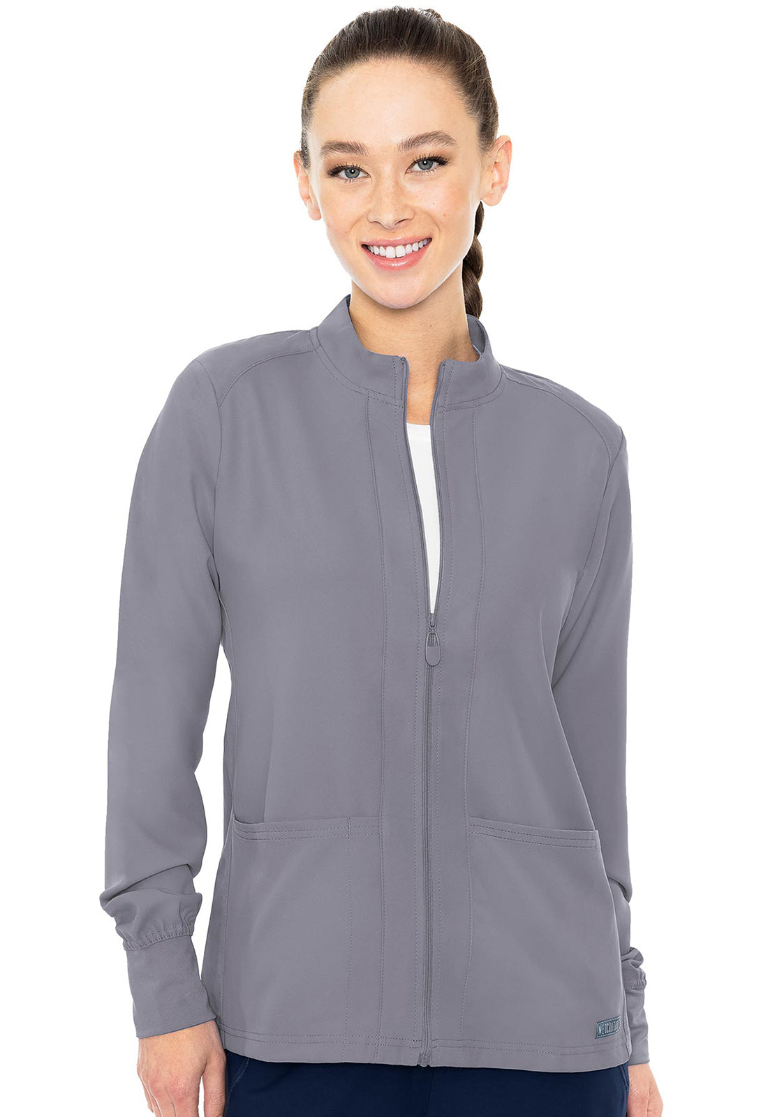 Med Couture Insight Women's MC2660 Zip Front Warm-Up With Shoulder Yokes