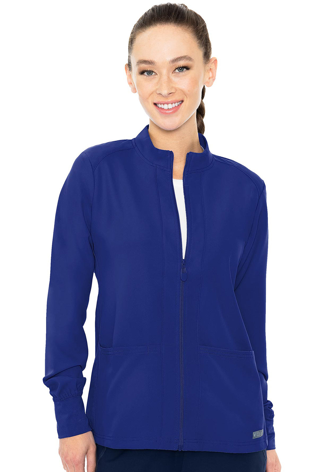 Med Couture Insight Women's MC2660 Zip Front Warm-Up With Shoulder Yokes
