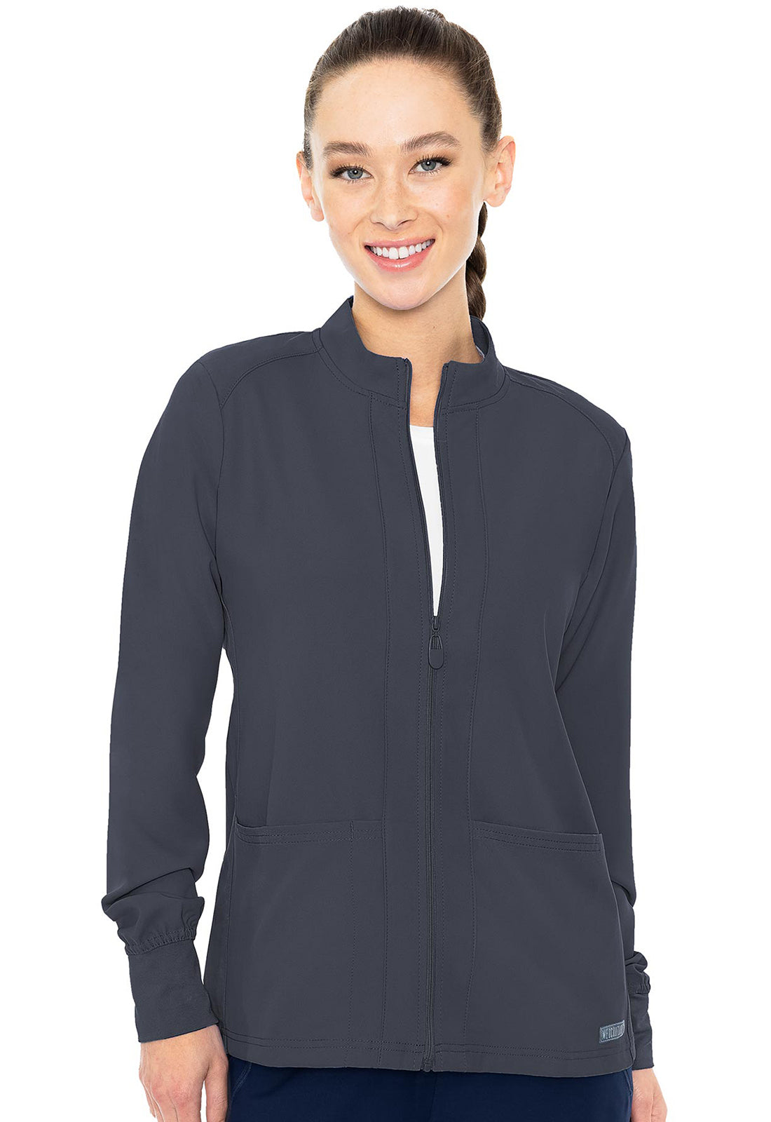 Med Couture Insight Women's MC2660 Zip Front Warm-Up With Shoulder Yokes