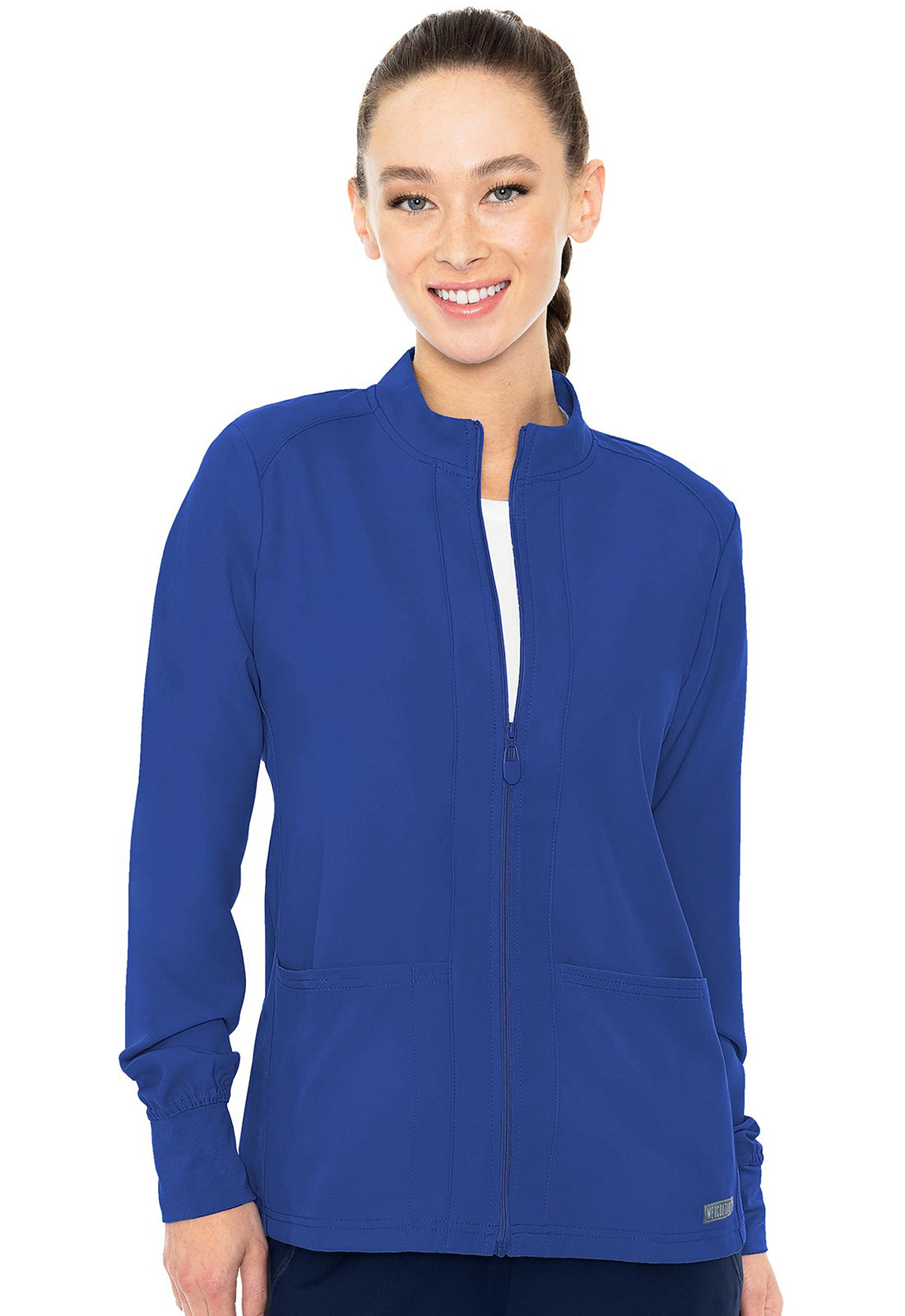Med Couture Insight Women's MC2660 Zip Front Warm-Up With Shoulder Yokes