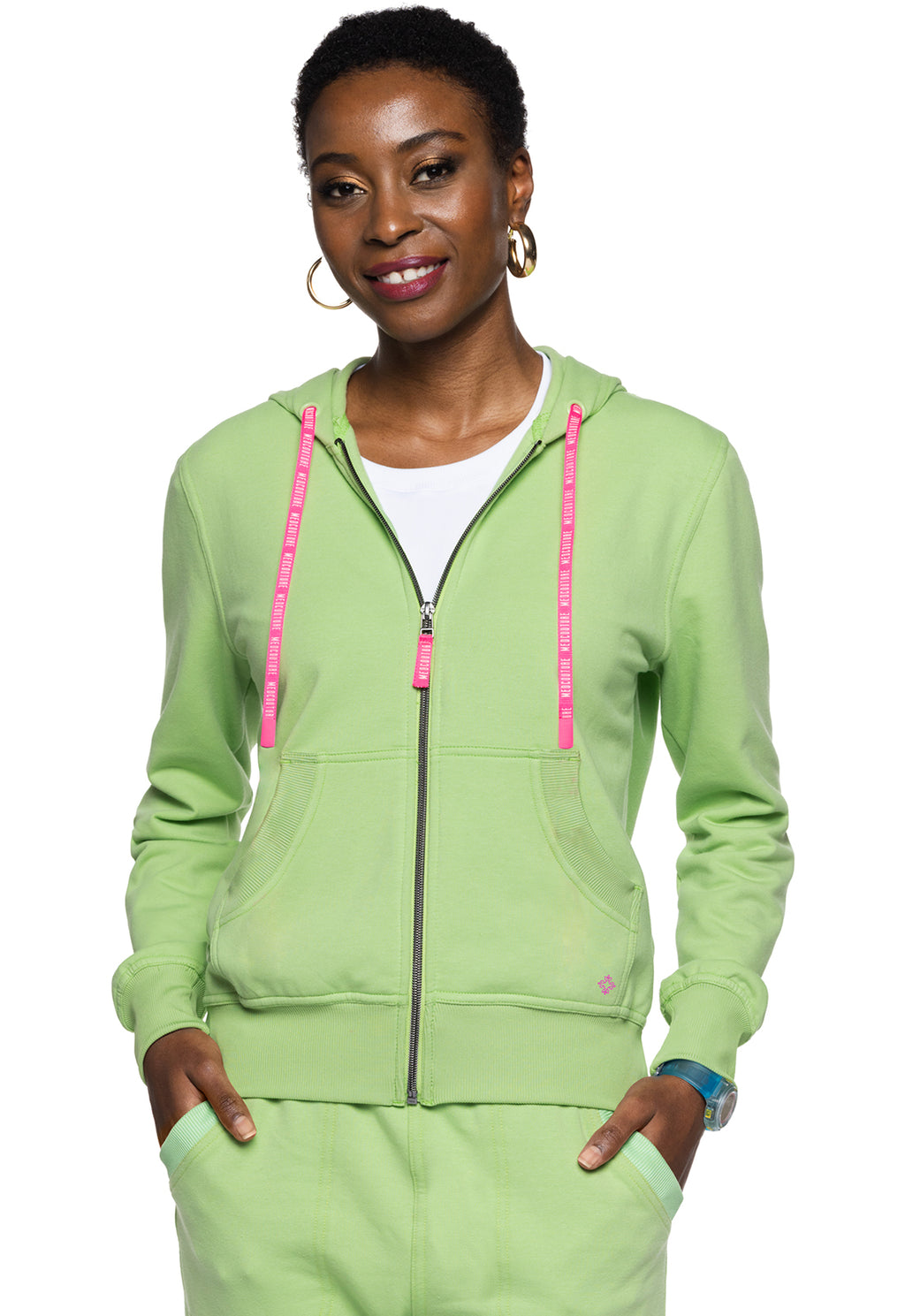 Med Couture Lifestyle Women's MC316 Fleece Zip Front Logo Hoodie