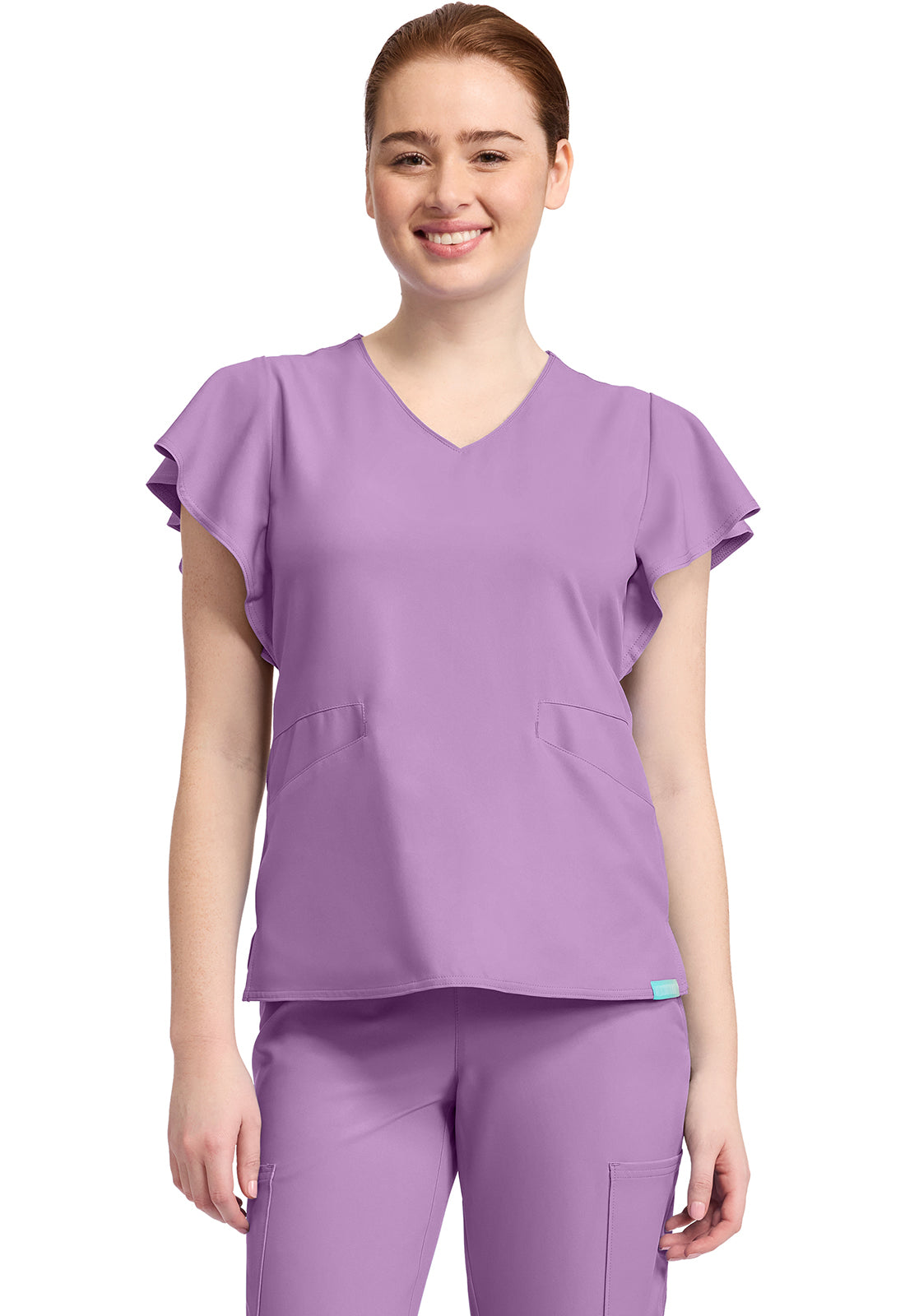 Med Couture Insight Women's MC611 Women's 2-Pocket Flutter Sleeve V-Neck