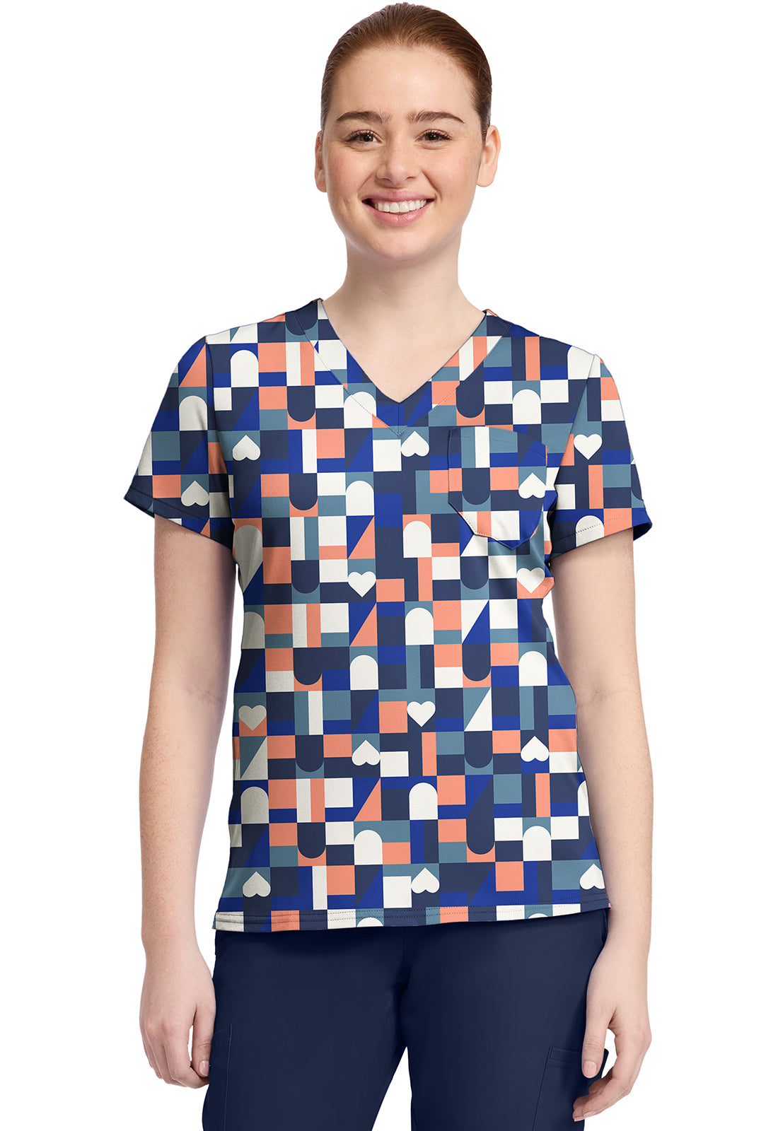 Med Couture Prints Women's MC632 Print V-Neck Top