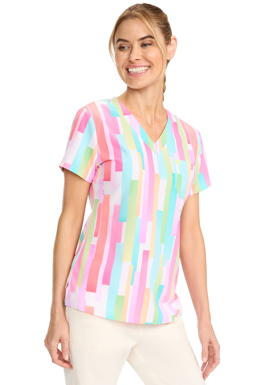 Med Couture Prints Women's MC632 Print V-Neck Top