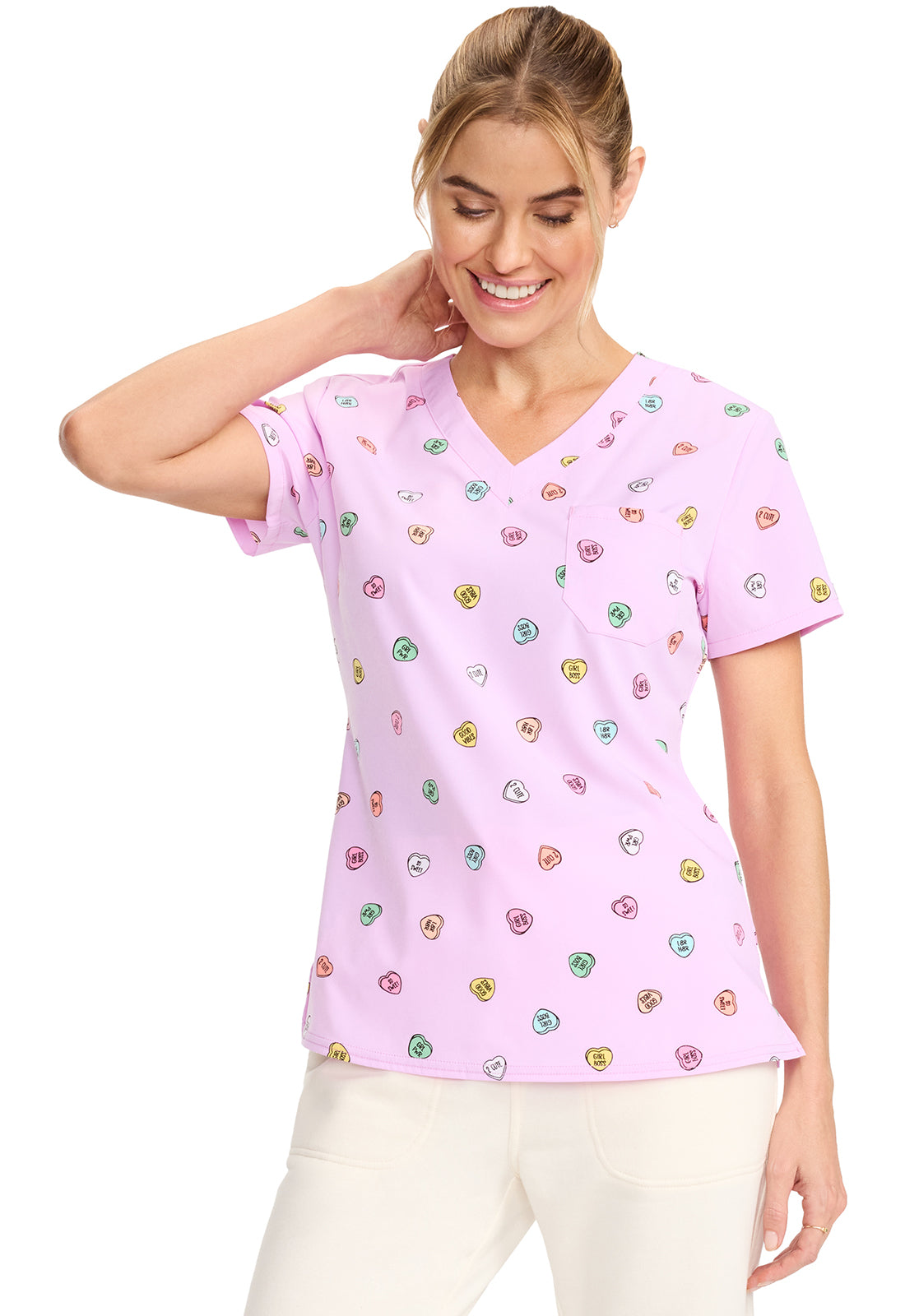 Med Couture Prints Women's MC632 Print V-Neck Top