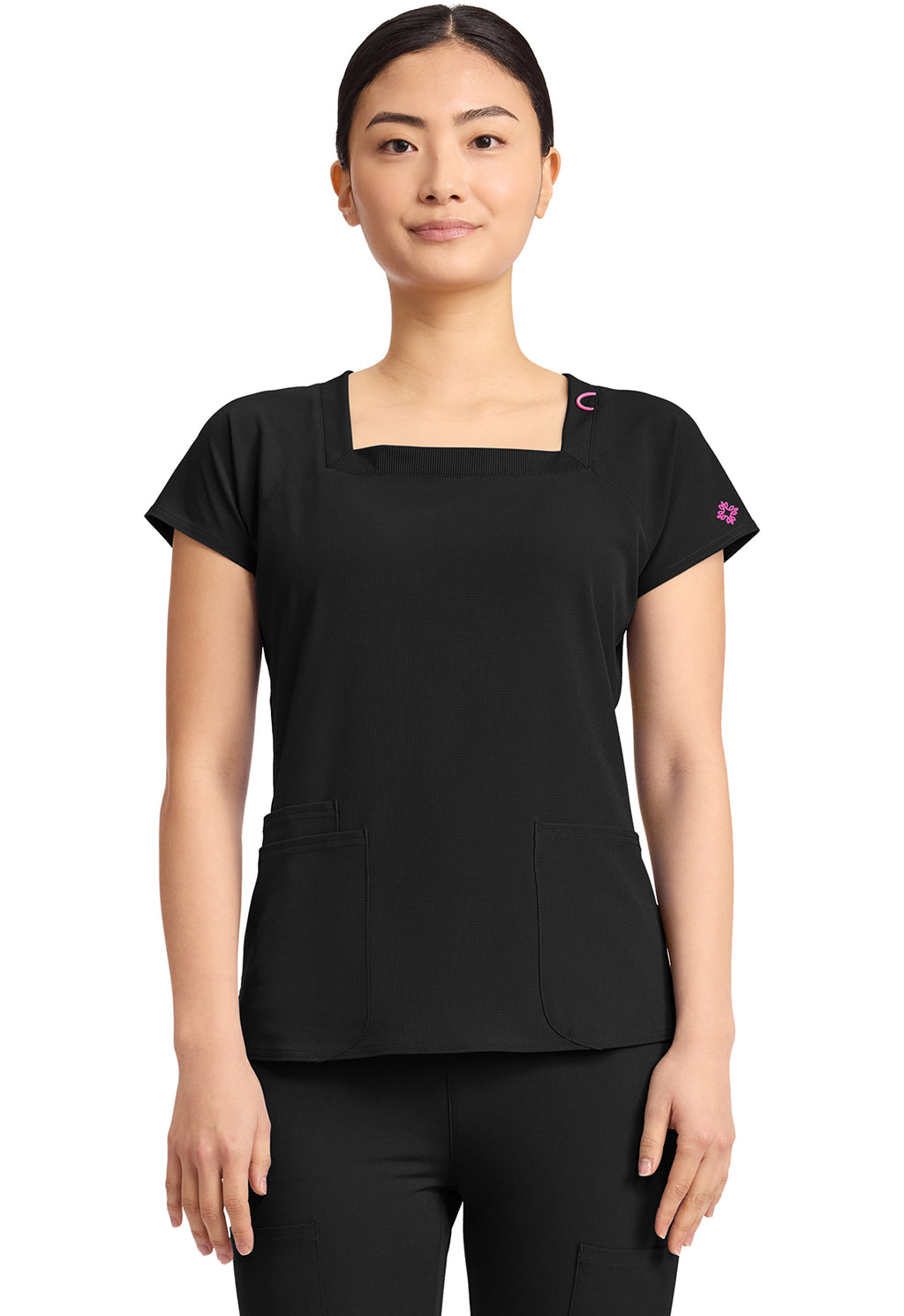 Med Couture Amp Women's MC704 Women's 3-Pocket Square Neck Top