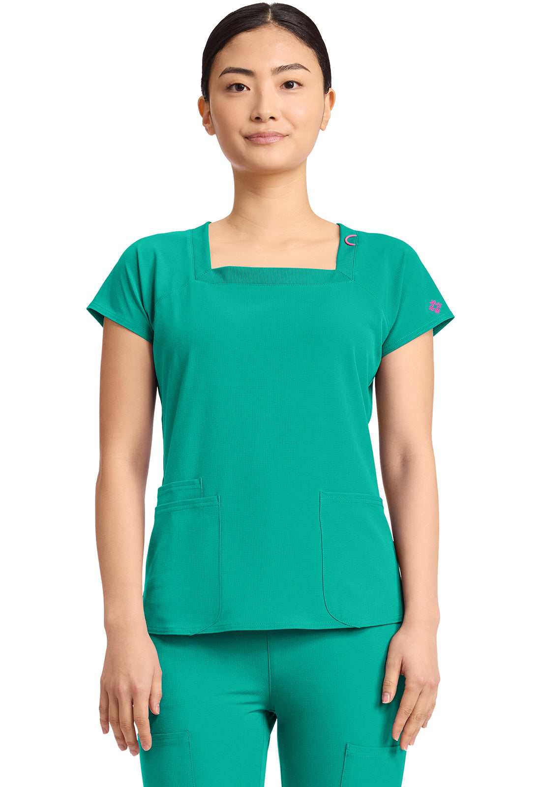 Med Couture Amp Women's MC704 Women's 3-Pocket Square Neck Top