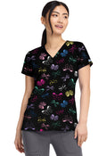 Med Couture Prints Women's MC8564 V-Neck Print Top