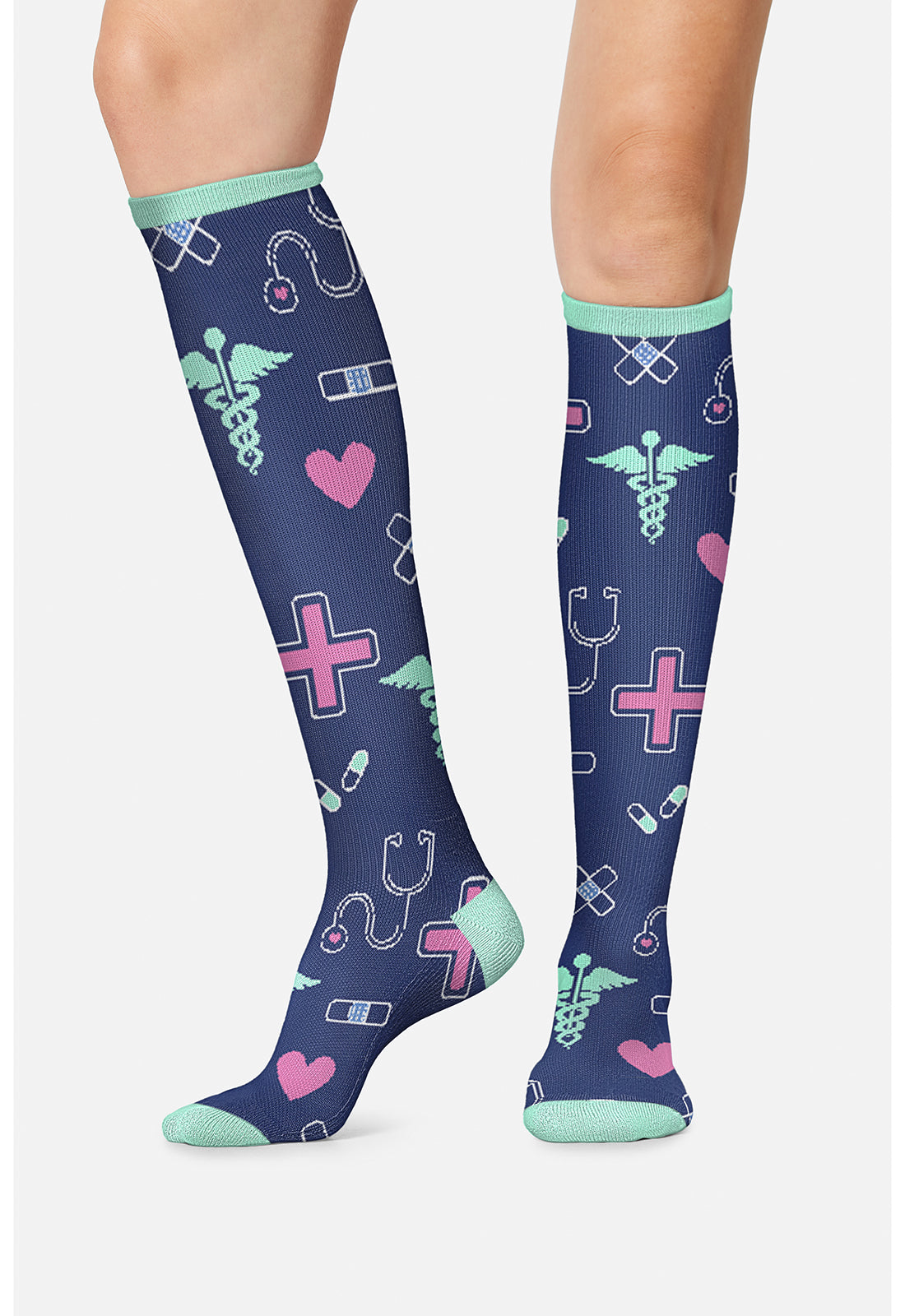 Cherokee Legwear Women's PRINTSUPPOR Women's 10-15mmHg Compression Socks