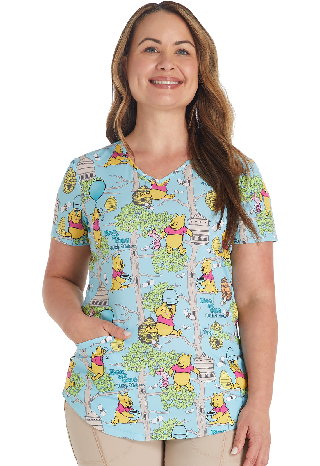 TF TOONIFORMS  Women's TF737 V-Neck Print Top
