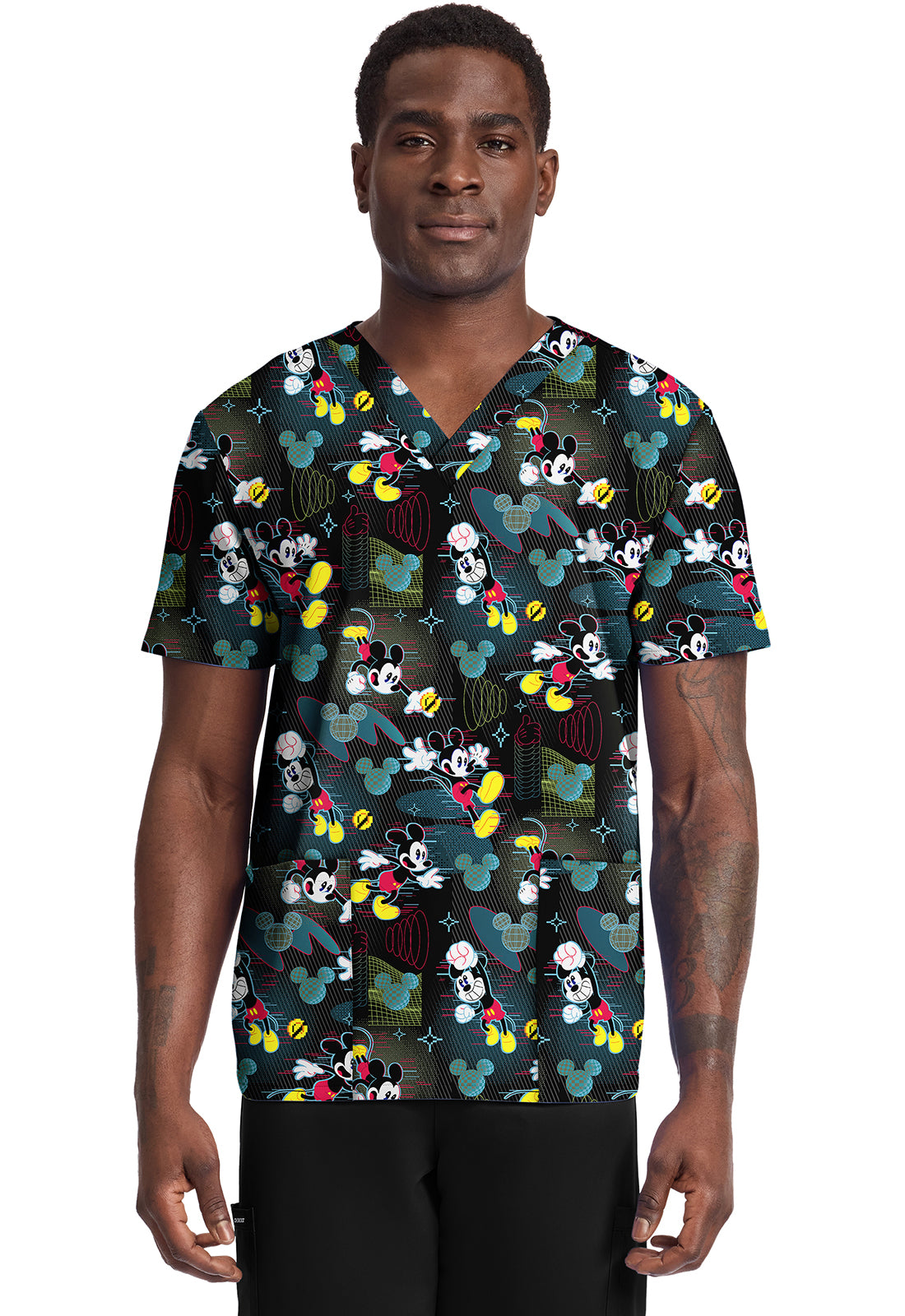 TF TOONIFORMS  Men's TF788 Men's Print  V-Neck Top