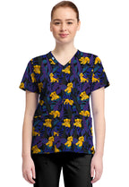 TF TOONIFORMS-DISNEY  Women's TF796 Print V-Neck Top
