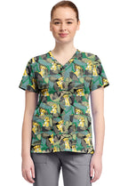 TF TOONIFORMS-DISNEY  Women's TF796 Print V-Neck Top