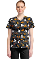 TF TOONIFORMS-DISNEY  Women's TF796 Print V-Neck Top