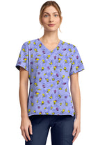 TF TOONIFORMS-DISNEY  Women's TF797 Print V-Neck Top